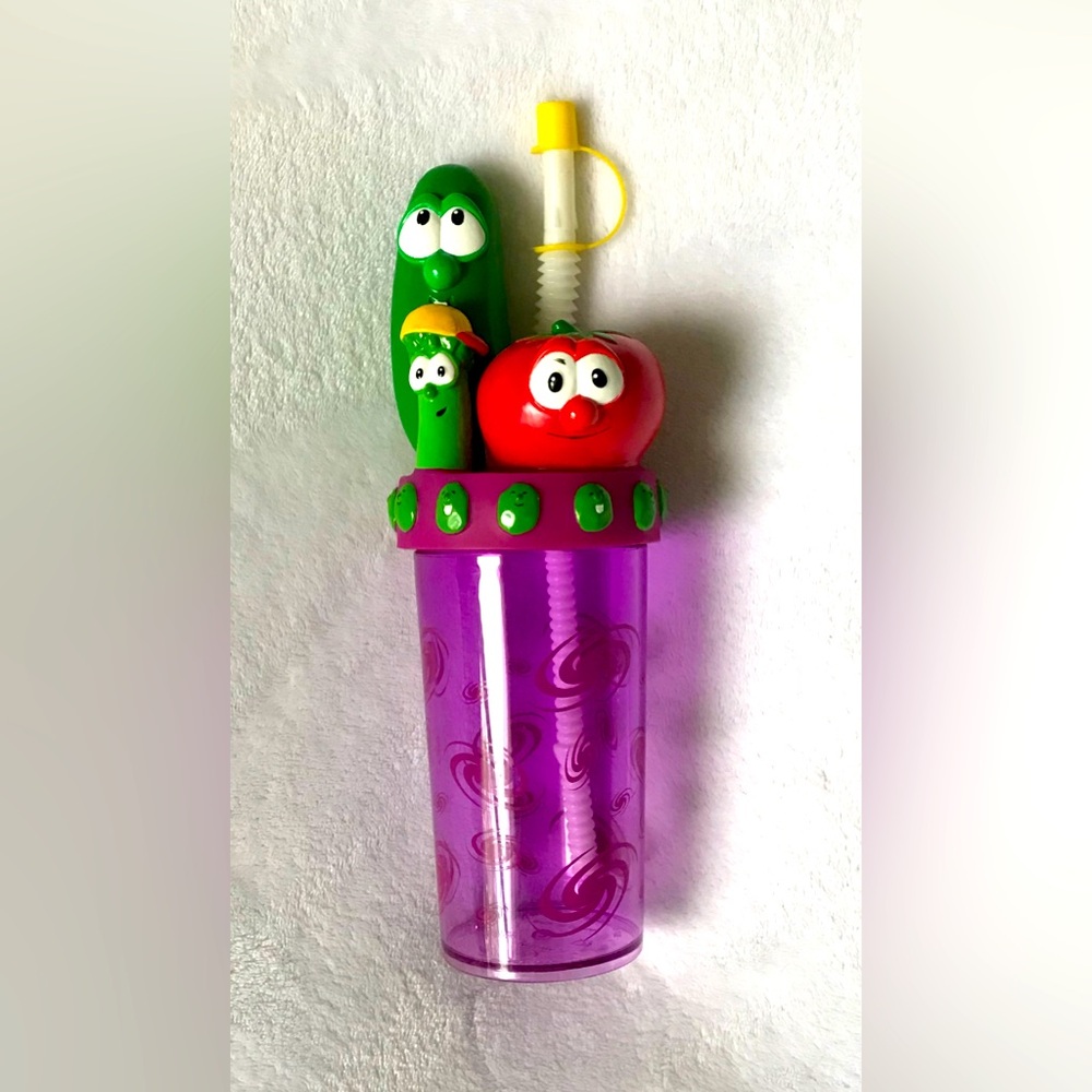 Vintage Y2K Veggie Tales Water Bottle Sippy Cup Zak Designs Plastic